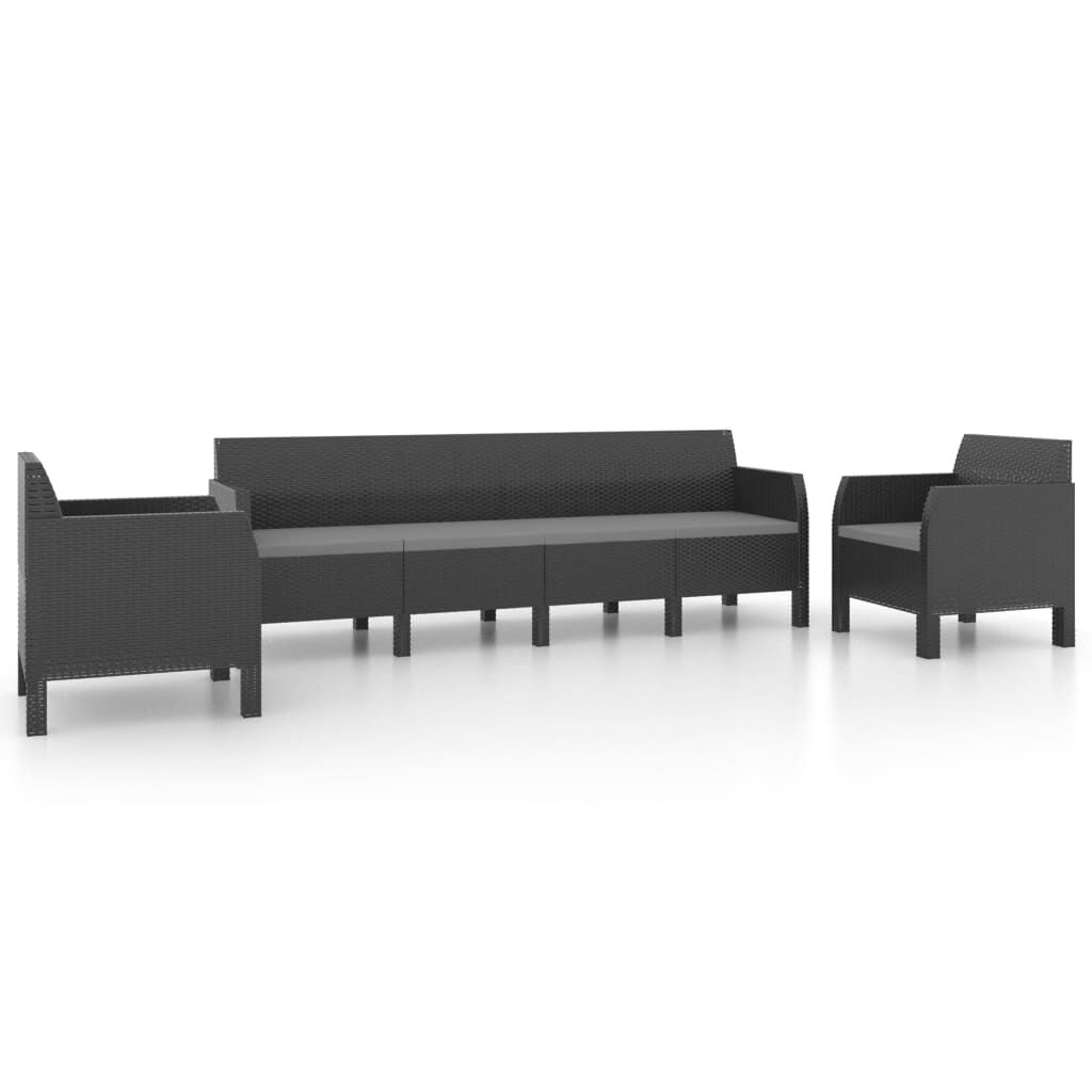 vidaXL 3 Piece Garden Lounge Set with Cushions PP Rattan Anthracite