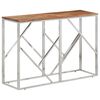 vidaXL Console Table Silver Stainless Steel and Solid Wood Acacia