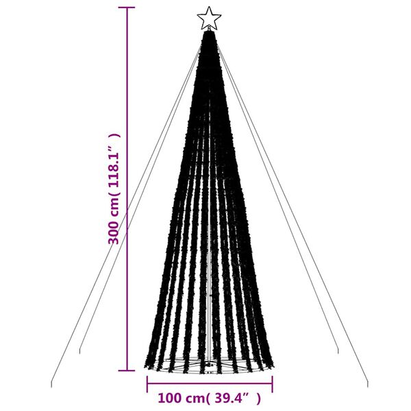 vidaXL Christmas Tree Light Cone 688 LEDs Colourful 300 cm