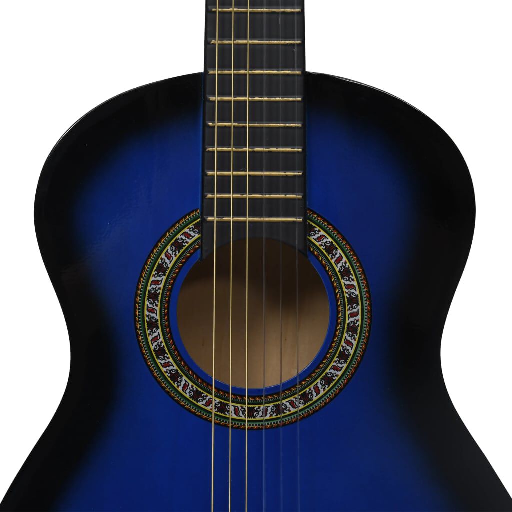 vidaXL 8 Piece Classical Guitar Beginner Set Blue 1/2 34"