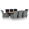 vidaXL 9 Piece Outdoor Dining Set with Cushions Poly Rattan Light Grey