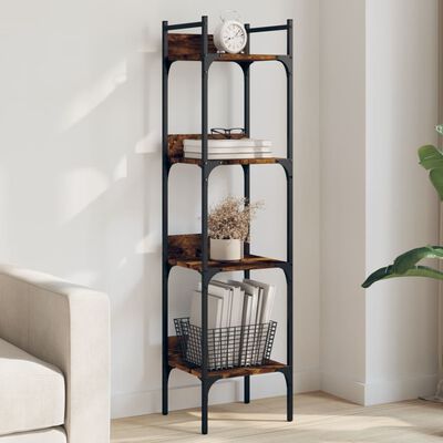 vidaXL Bookshelf 4-Tier Smoked Oak 35x30x138.5 cm Engineered Wood