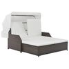 vidaXL 2-Person Sun Lounger with Canopy Poly Rattan Brown