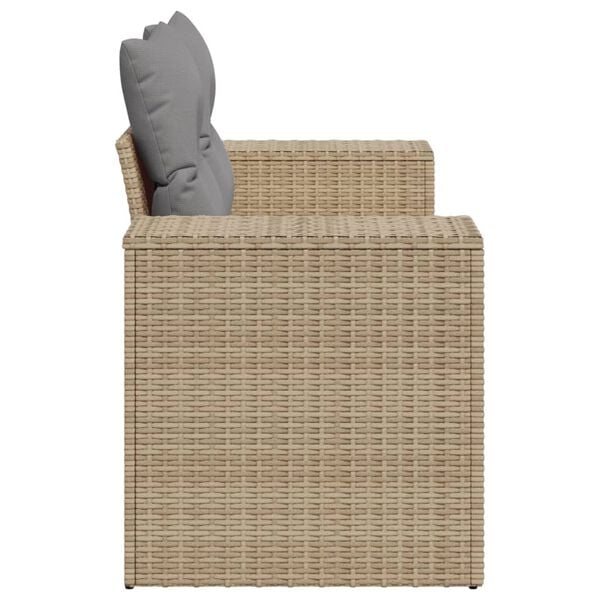 vidaXL Garden Sofa with Cushions 2-Seater Beige Poly Rattan