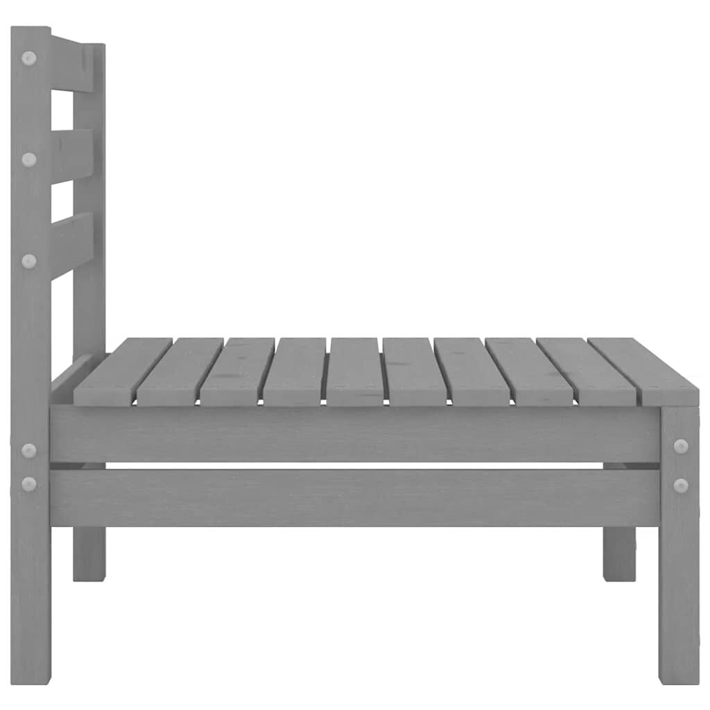 vidaXL Garden Middle Sofa Grey Solid Wood Pine