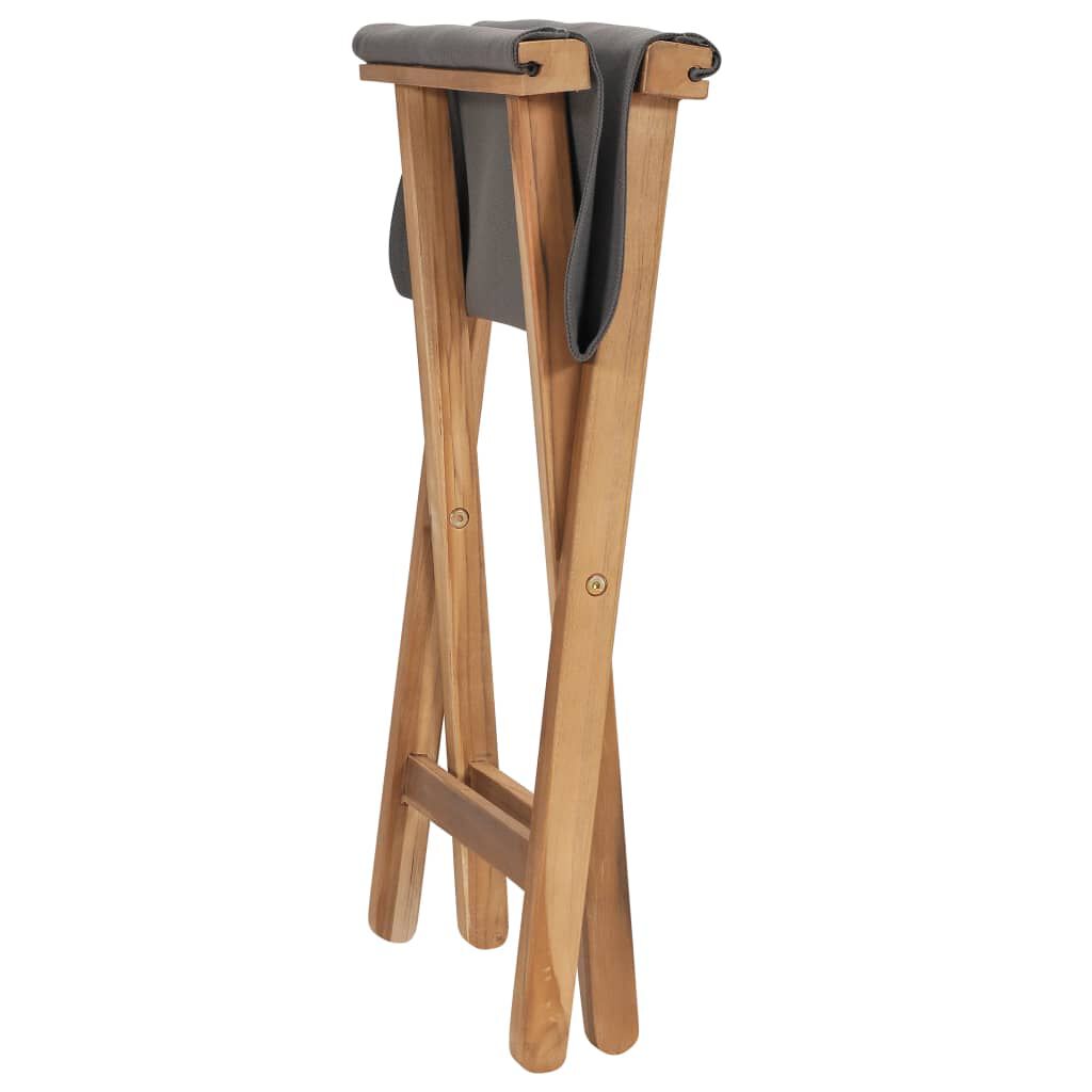 vidaXL Folding Chairs 2 pcs Solid Teak Wood and Fabric Dark Grey
