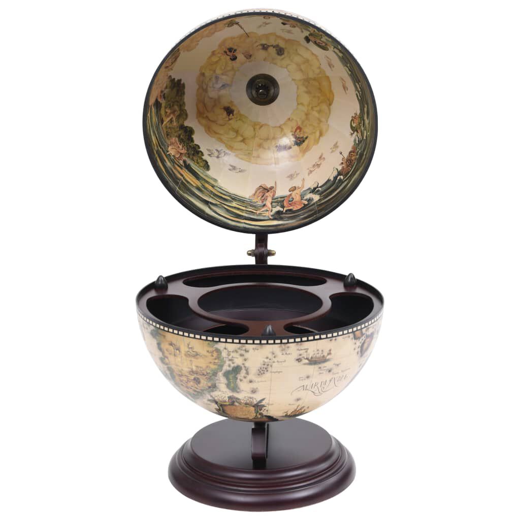 vidaXL Tabletop Globe Bar Wine Stand Eucalyptus Wood White
