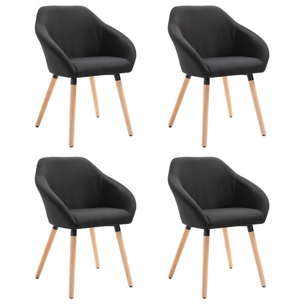 vidaXL Dining Chairs 4 pcs Black Fabric