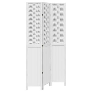 vidaXL Room Divider 3 Panels White Solid Wood Paulownia