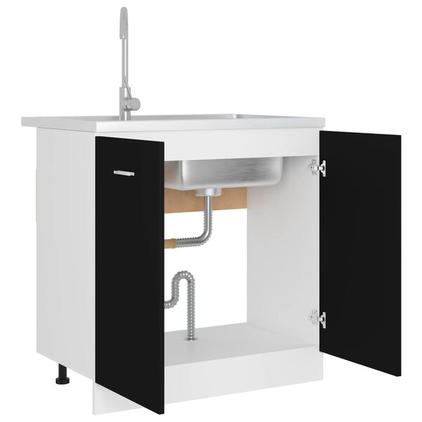 vidaXL Sink Bottom Cabinet Lyon Black 80x46x81.5 cm Engineered Wood