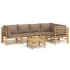 vidaXL 6 Piece Garden Lounge Set with Taupe Cushions Bamboo