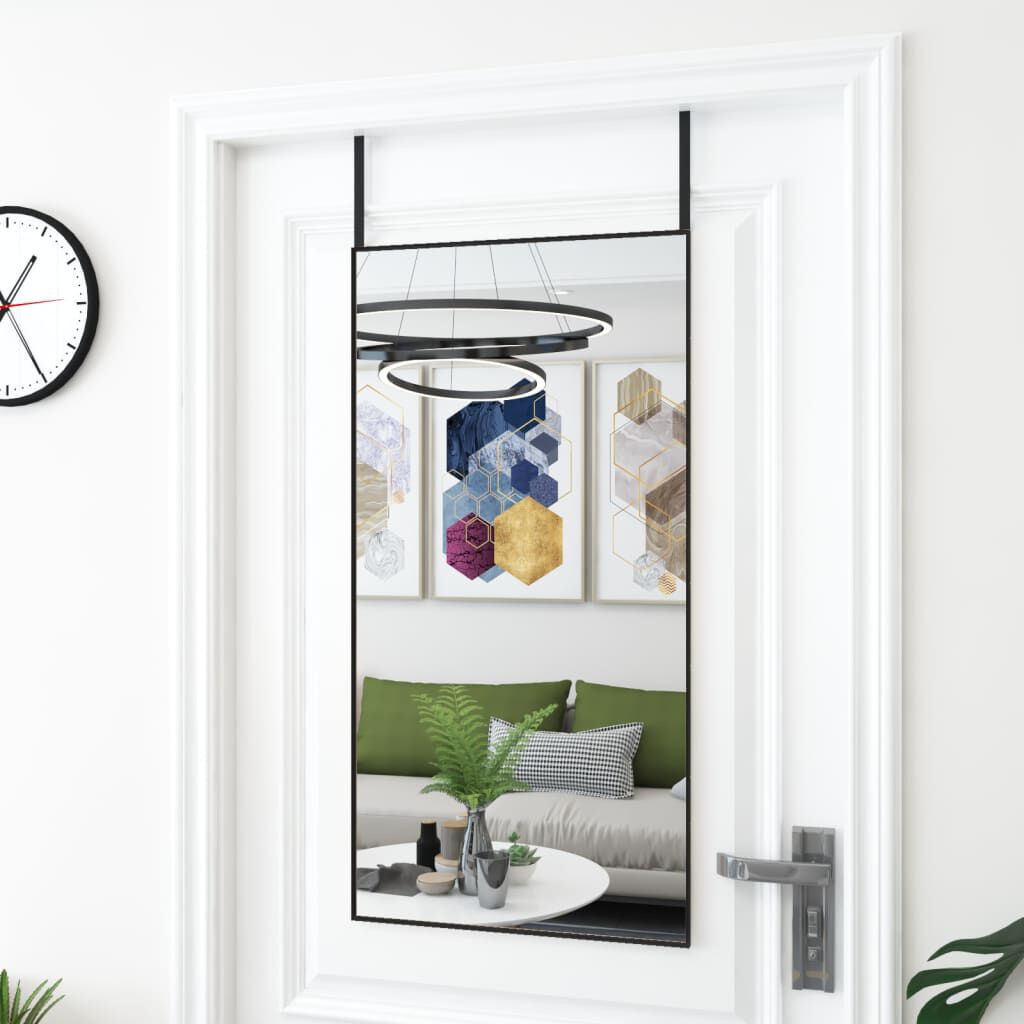 vidaXL Door Mirror Black 50x100 cm Glass and Aluminium