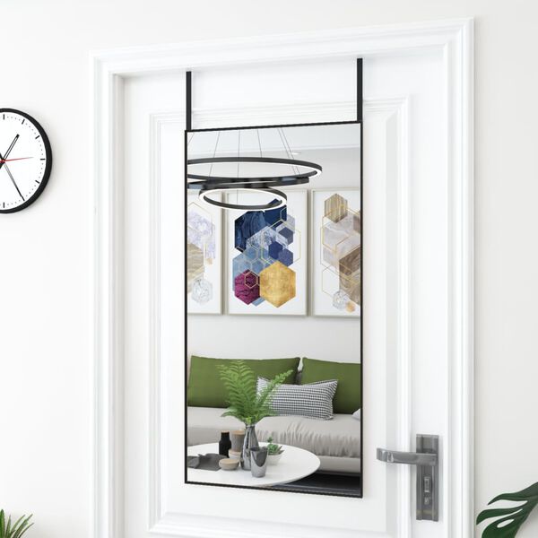 vidaXL Door Mirror Black 50x100 cm Glass and Aluminium