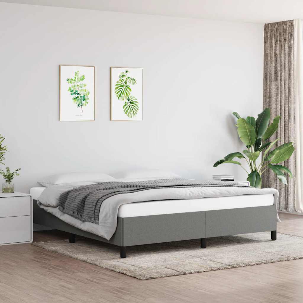 vidaXL Bed Frame without Mattress Dark Grey 193x203 cm King Fabric