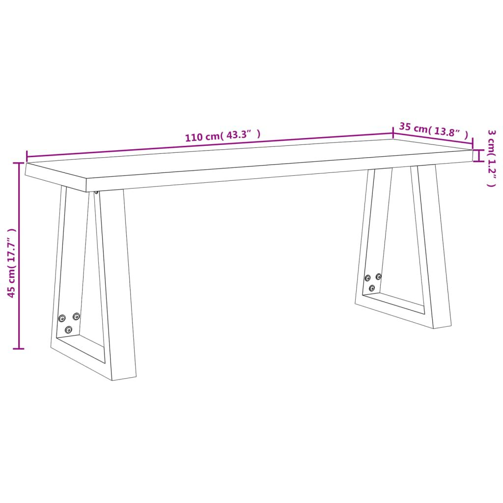 vidaXL Bench with Live Edge 110 cm Solid Wood Acacia