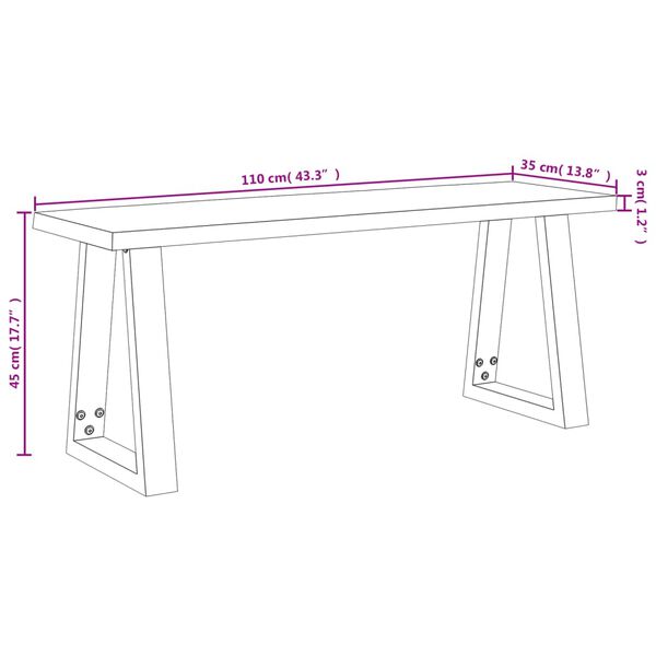 vidaXL Bench with Live Edge 110 cm Solid Wood Acacia