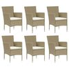 vidaXL 7 Piece Garden Dining Set with Cushions Poly Rattan Beige