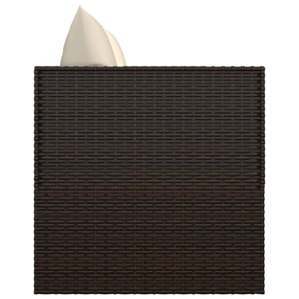 vidaXL Outdoor Lounge Bed with Cushions Brown Poly Rattan