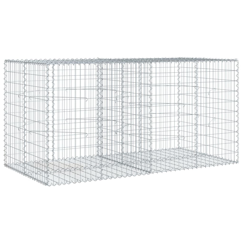 vidaXL Gabion Basket with Cover 200x100x100 cm Galvanised Iron
