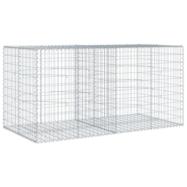 vidaXL Gabion Basket with Cover 200x100x100 cm Galvanised Iron