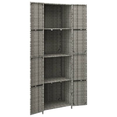 vidaXL Garden Storage Cabinet Grey 59x40x180 cm Poly Rattan
