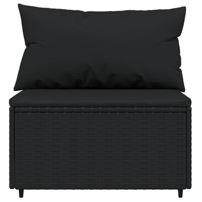 vidaXL 3 Piece Garden Lounge Set with Cushions Black Poly Rattan