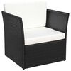 vidaXL Garden Chair with Stool Poly Rattan Black