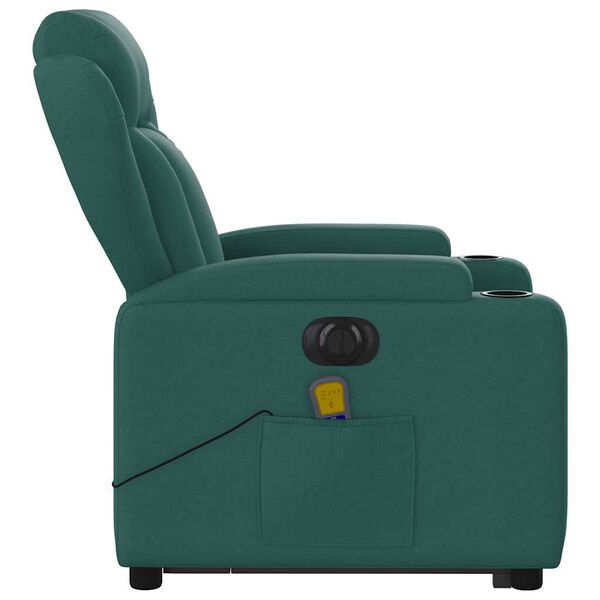 vidaXL Electric Stand up Massage Recliner Chair Dark Green Fabric