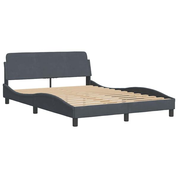 vidaXL Bed Frame without Mattress "Hanko" Dark Grey 137x190 cm Double Velvet