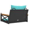 vidaXL Swing Bench with Cushions Black 63x62x40 cm Poly Rattan