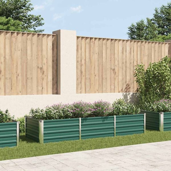 vidaXL Garden Raised Bed Galvanised Steel 240x80x45 cm Green
