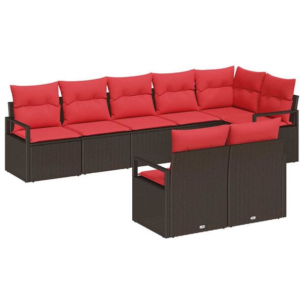 vidaXL Garden Sofa Set 8 pcs Brown Poly rattan