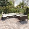 vidaXL 11 Piece Garden Lounge Set with Cushions Poly Rattan Brown