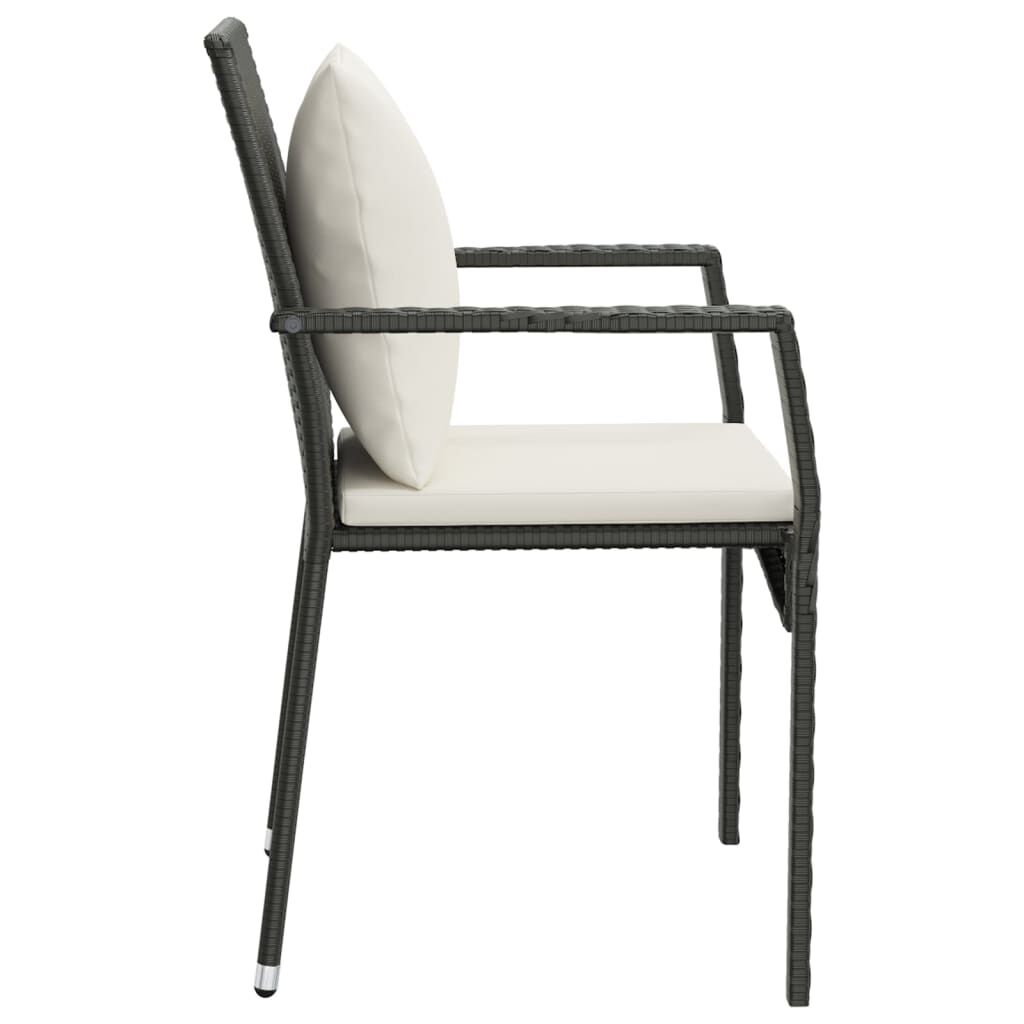 vidaXL Garden Chairs with Cushions 4 pcs Poly Rattan Black