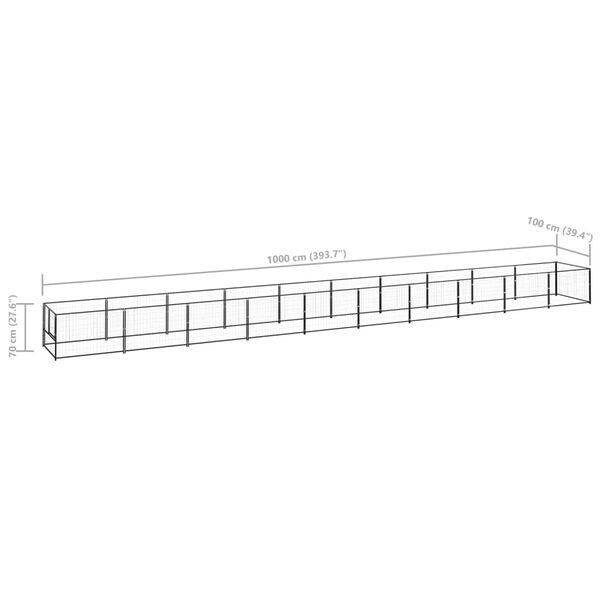 vidaXL Dog Kennel Black 10 m² Steel