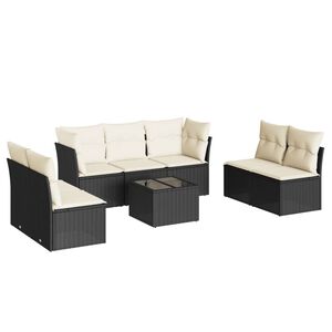 vidaXL 8 Piece Garden Sofa Set with Cushions Black Poly Rattan