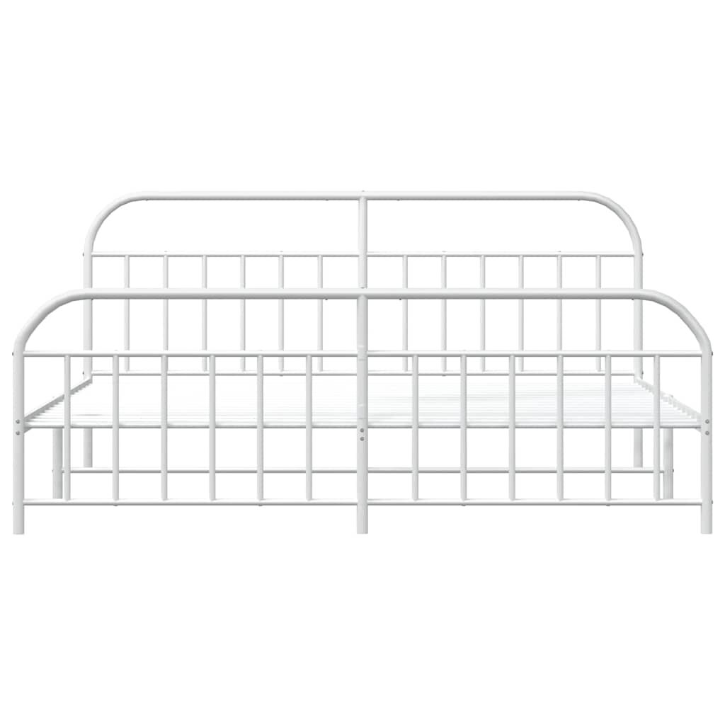 vidaXL Metal Bed Frame without Mattress with Footboard White 193x203cm