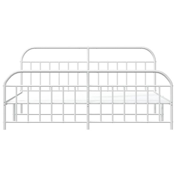 vidaXL Metal Bed Frame without Mattress with Footboard White 193x203cm