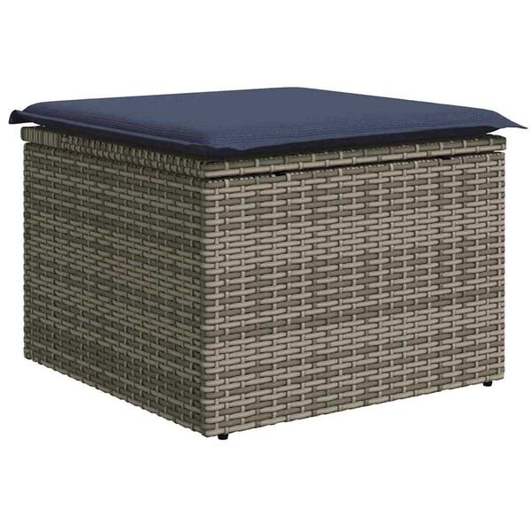vidaXL Garden Sofa Set with Cushion 9 pcs Grey and navy blue