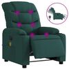vidaXL Electric Massage Recliner Chair Dark Green Fabric