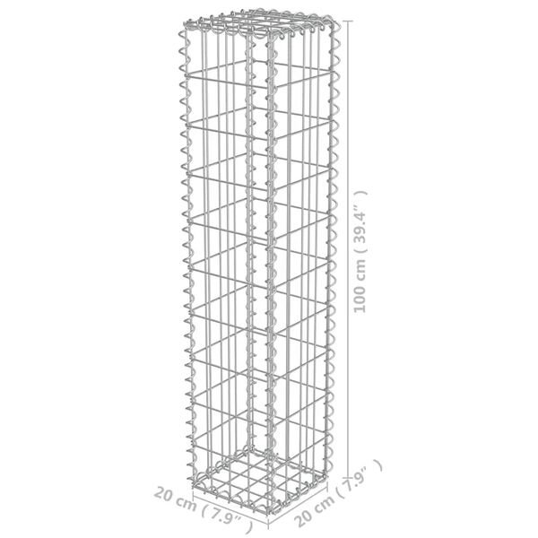 vidaXL Gabion Wall with Covers Galvanised Steel 20x20x100 cm