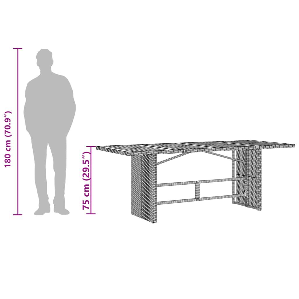 vidaXL Garden Table with Glass Top Black 190x80x75 cm Poly Rattan
