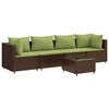 vidaXL 5 Piece Garden Lounge Set with Cushions Brown Poly Rattan