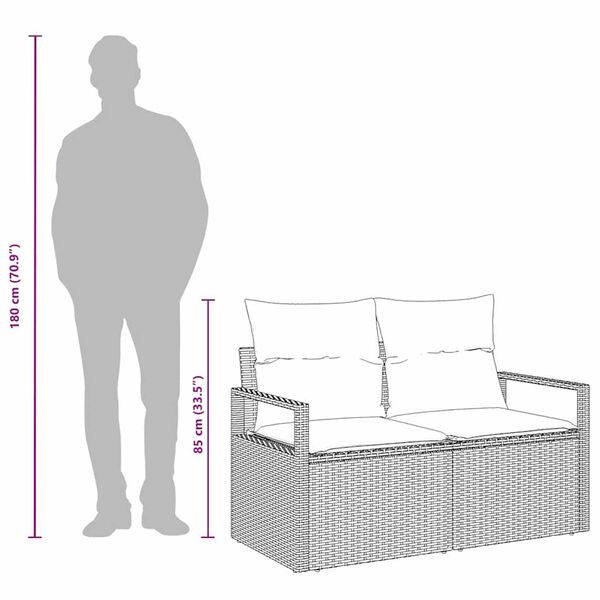 vidaXL Garden Sofa Brown 120 x 62 x 69cm Poly Rattan