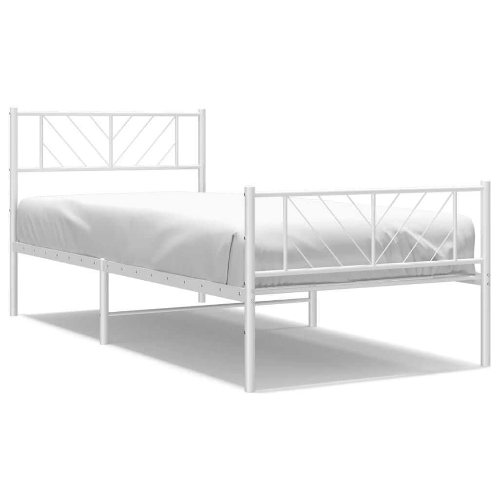 vidaXL Metal Bed Frame without Mattress with Footboard White 100x200cm