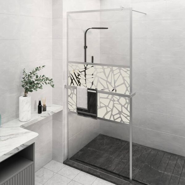 vidaXL Walk-in Shower Wall with Shelf Chrome 80x195 cm ESG Glass&Aluminium