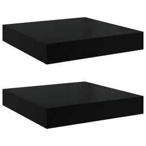 vidaXL Floating Wall Shelves 2 pcs High Gloss Black 23x23.5x3.8 cm MDF