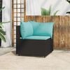 vidaXL Garden Corner Sofa with Cushions Black Poly Rattan
