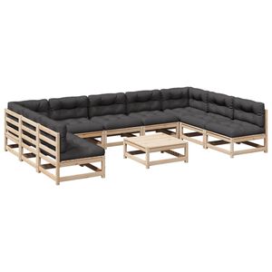 vidaXL 10 Piece Garden Sofa Set with Cushions Solid Wood Pine