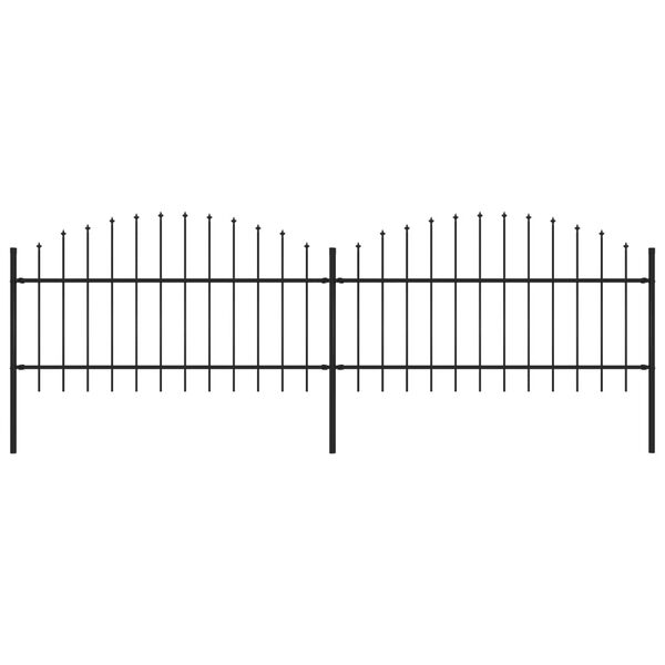 vidaXL Garden Fence with Spear Top Steel 359x125 cm Black